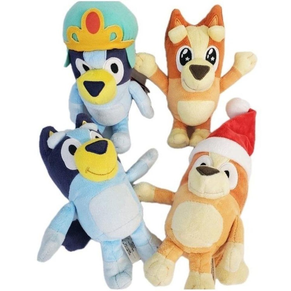 Bluey Plush Dog Lot Of 4 - Bingo, Royal, Santa Mixed Lot Of Small 8" Plush